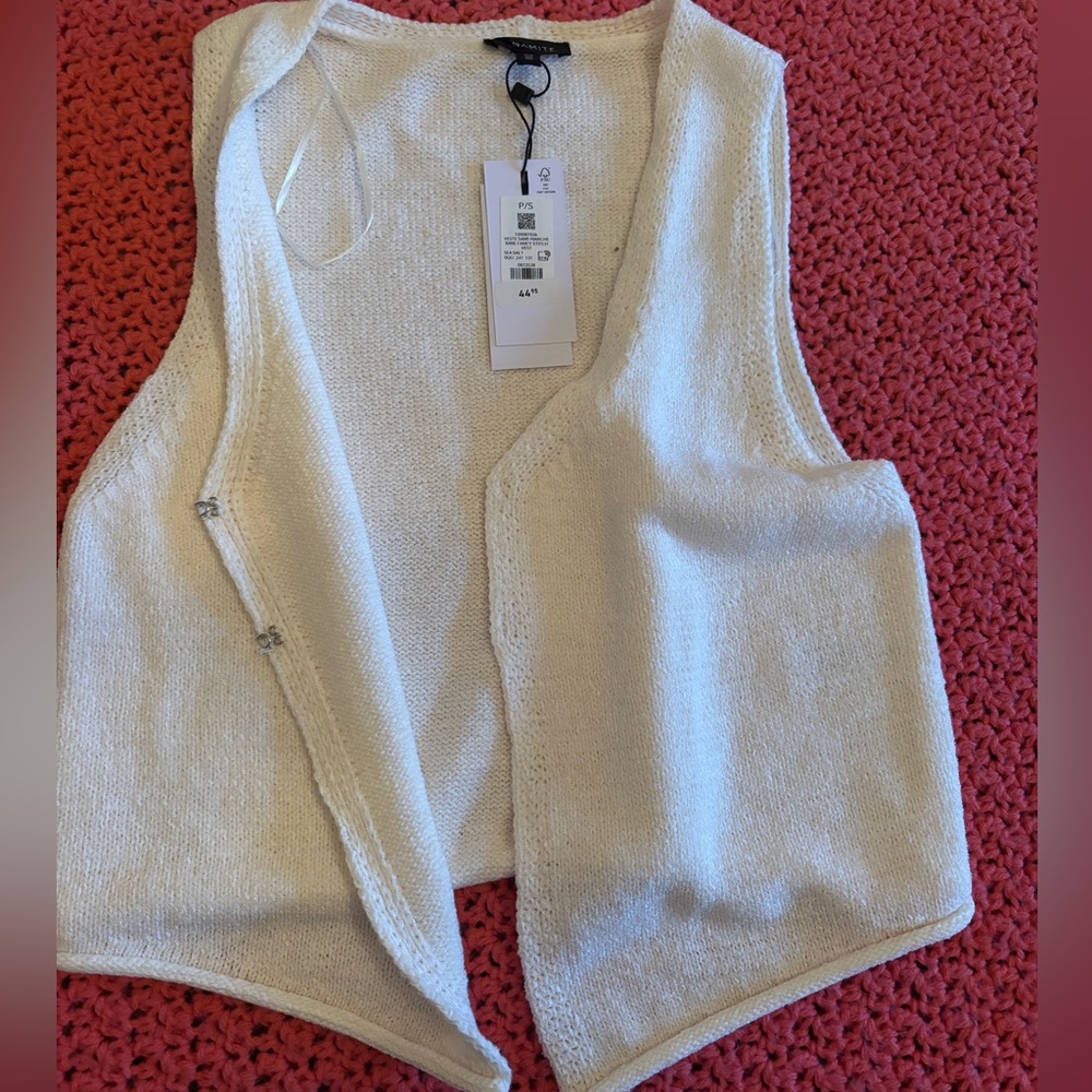 Dynamite Cream Open-Front Sweater Vest